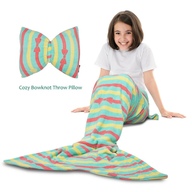 Home Style Childrens Warm Velvet Mermaid Throw Blanket Super Soft Plush Flannel Sleeping Snuggle Blanket for Teens and Kids